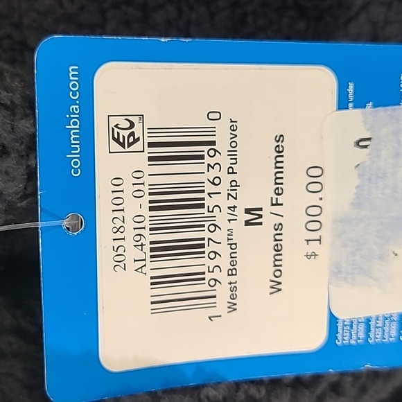 *NWT* COLUMBIA Women's Black West Bend 1/4 Zip Fleece Pullover, size Medium - Picture 6 of 7